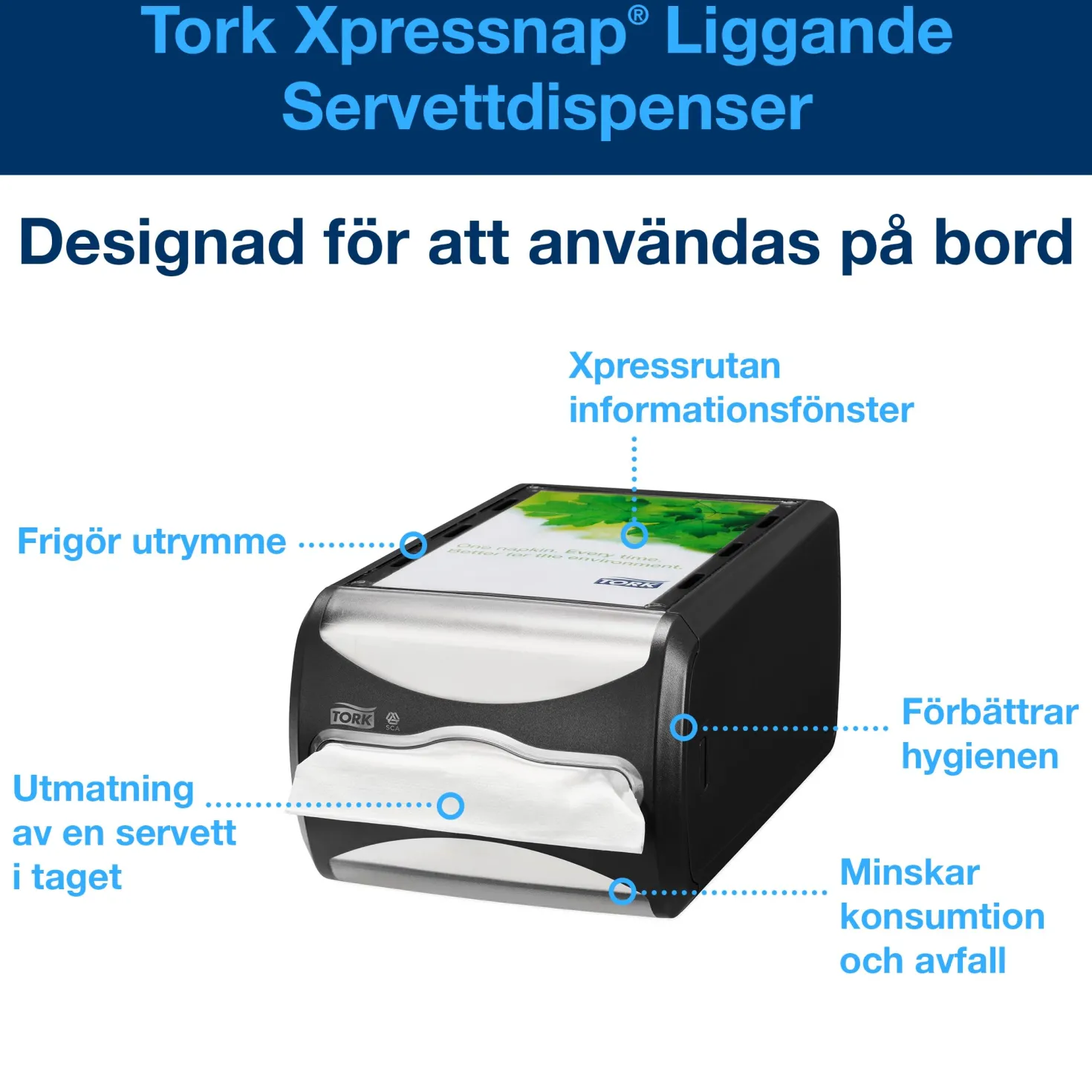 Servettdispenser Tork N4 Xpressnap Liggande, svart, 550 servetter