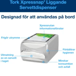 Servettdispenser Tork N4 Xpressnap Fit Liggande, grå