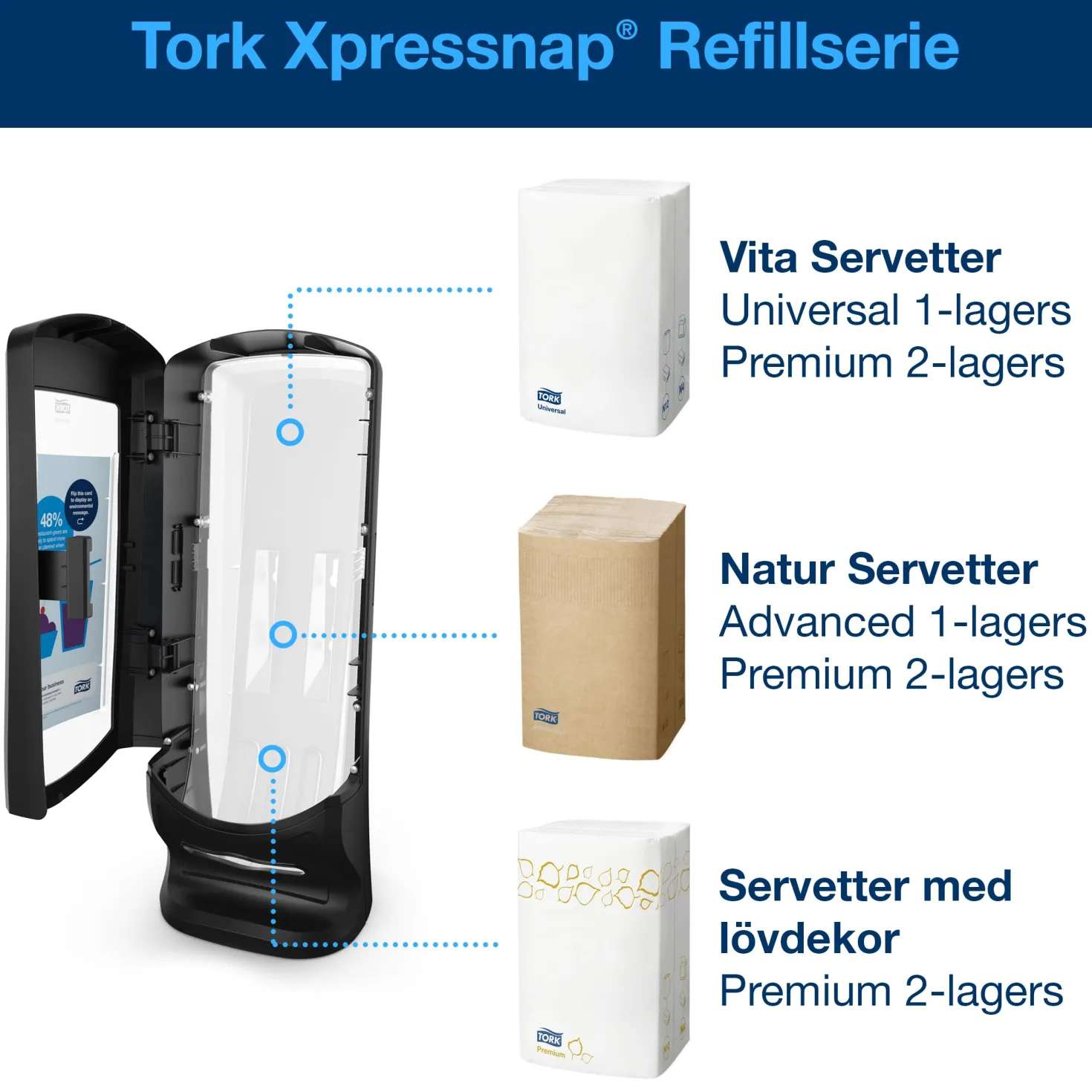 Servettdispenser Tork N4 Xpressnap Vägg, svart