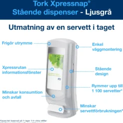 Servettdispenser Tork N4 Xpressnap Vägg, grå, en-i-taget