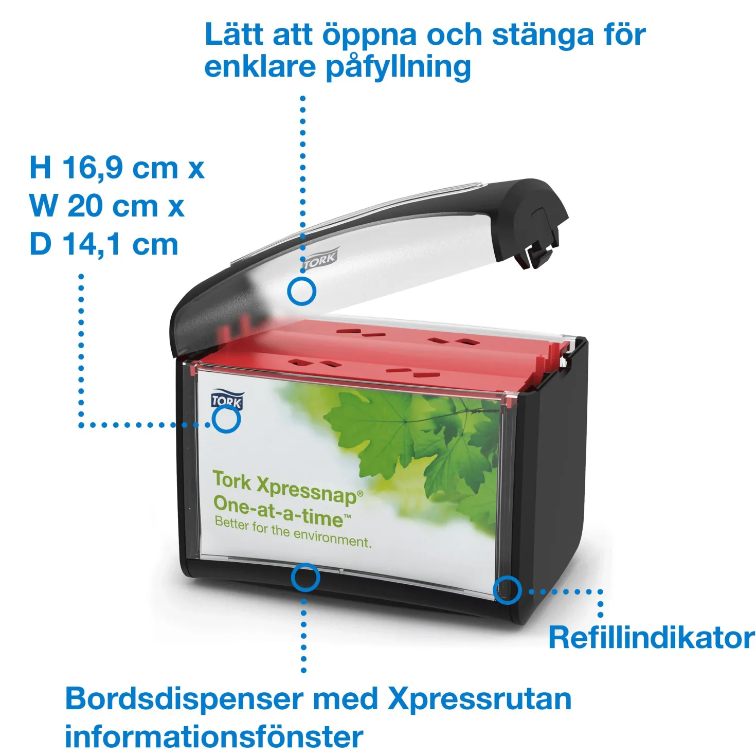 Servettdispenser Tork N4 Xpressnap Toppmatad, svart, väggmonterad