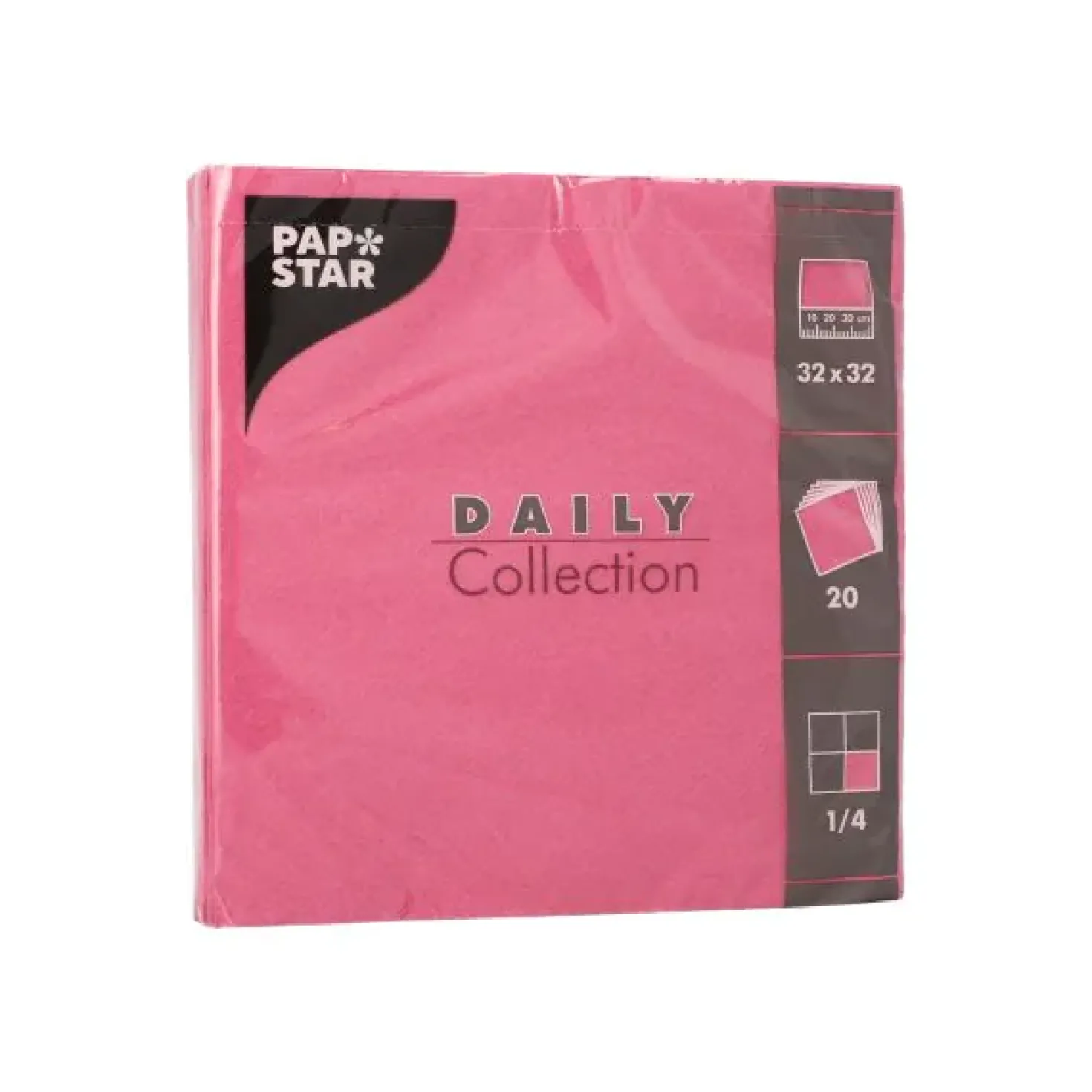 Servett Pappstar Daily Collection 1/4-vikt, fuchsia, 32x32 cm, 20 st