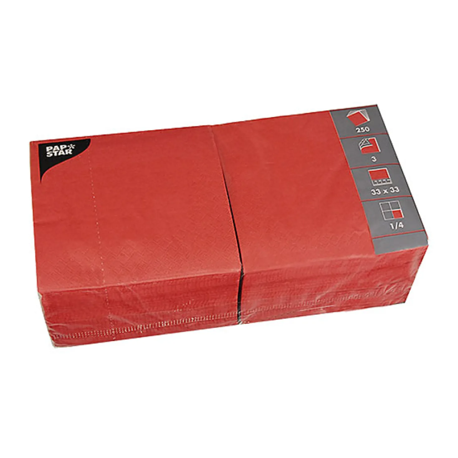 Servett Papstar 3-lagers, röd, 33x33 cm, 250 st