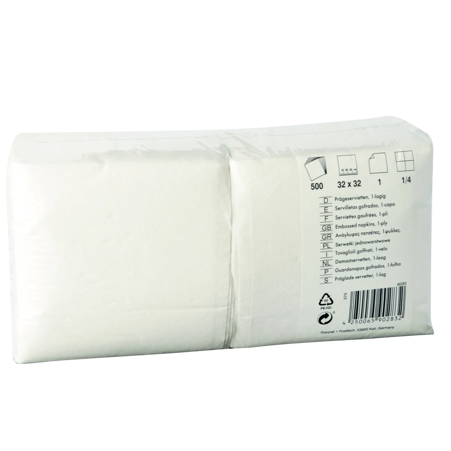 Servett Papstar 1-lagers, vit, 33x33 cm, 500 st