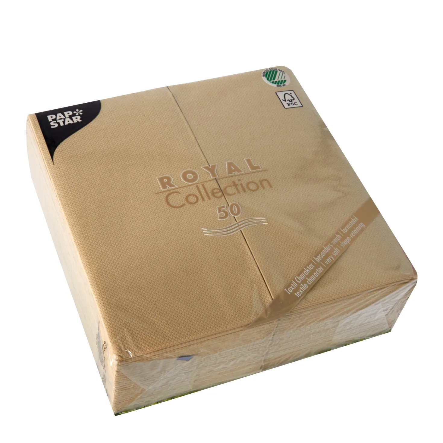 Servett Papstar Premium Airlaid, sand, 40x40 cm, 1/8-vikt, 50 st