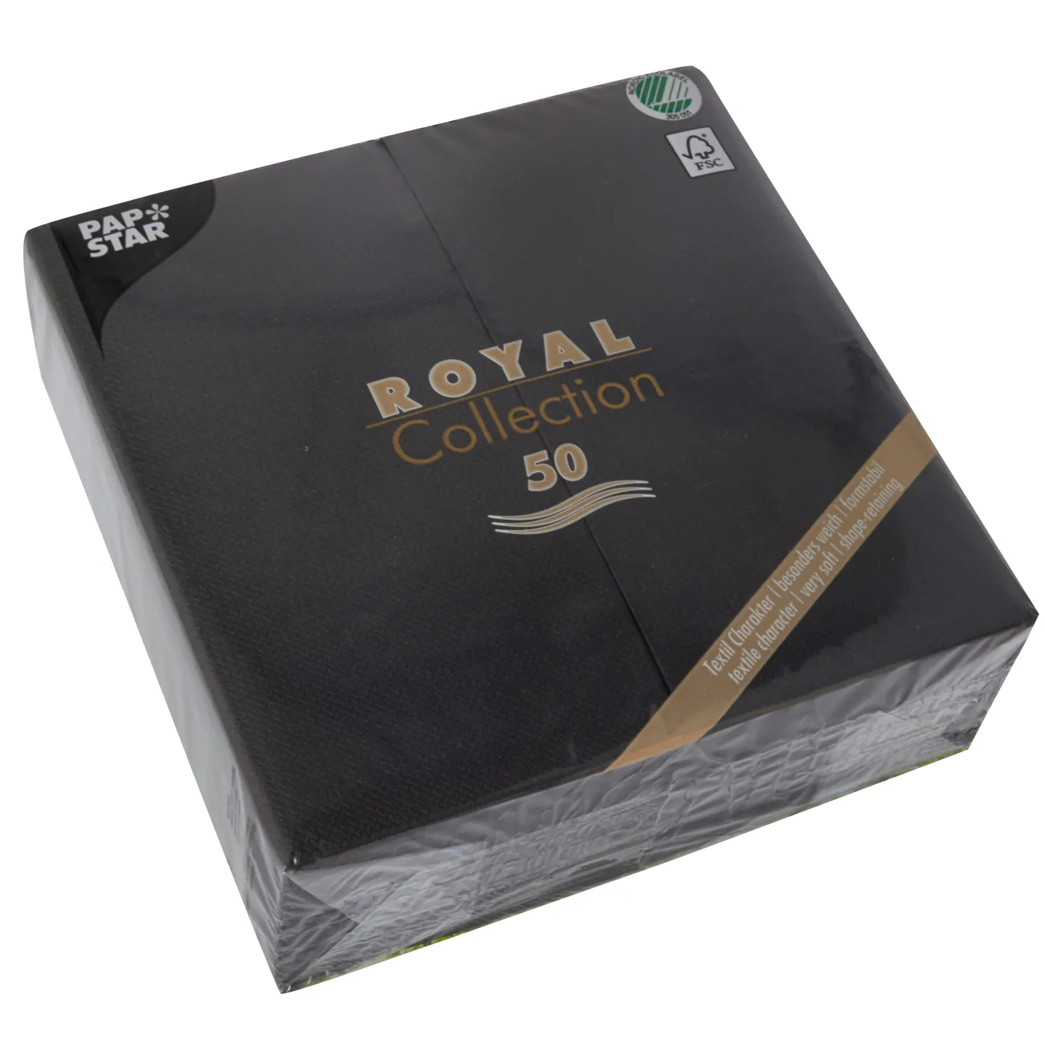 Servett Papstar Premium 1/8, svart, 40x40 cm, 50 st