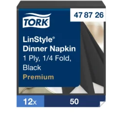 Servett Tork LinStyle Nonwoven, svart, 39x39 cm, 50 st