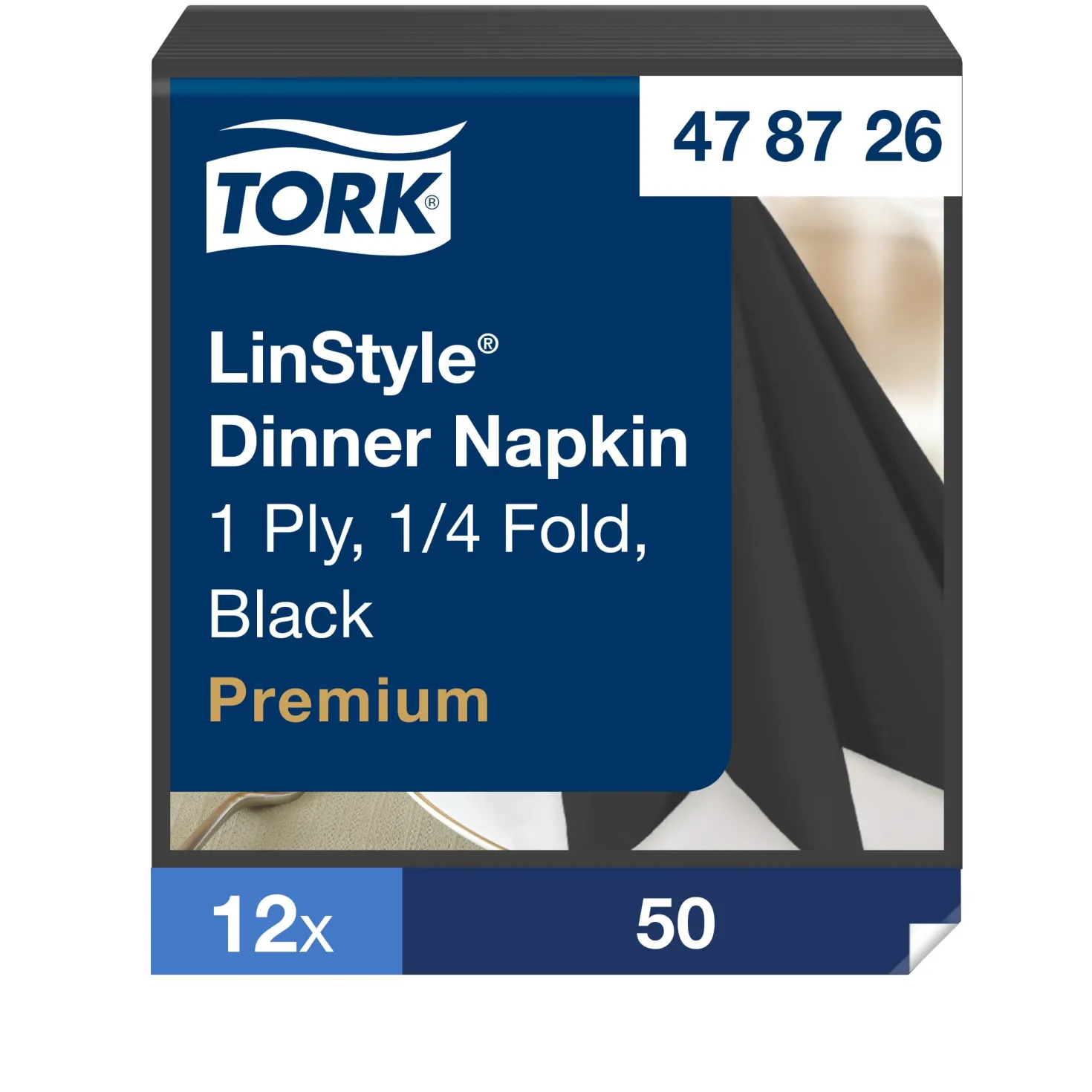 Servett Tork LinStyle Nonwoven, svart, 39x39 cm, 50 st