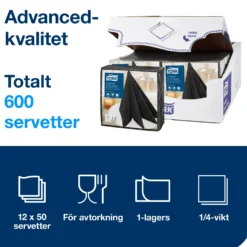 Servett Tork LinStyle Nonwoven, svart, 39x39 cm, 50 st