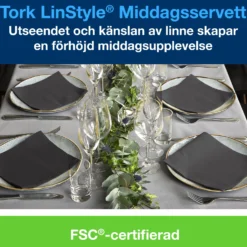 Servett Tork LinStyle Nonwoven, svart, 39x39 cm, 50 st
