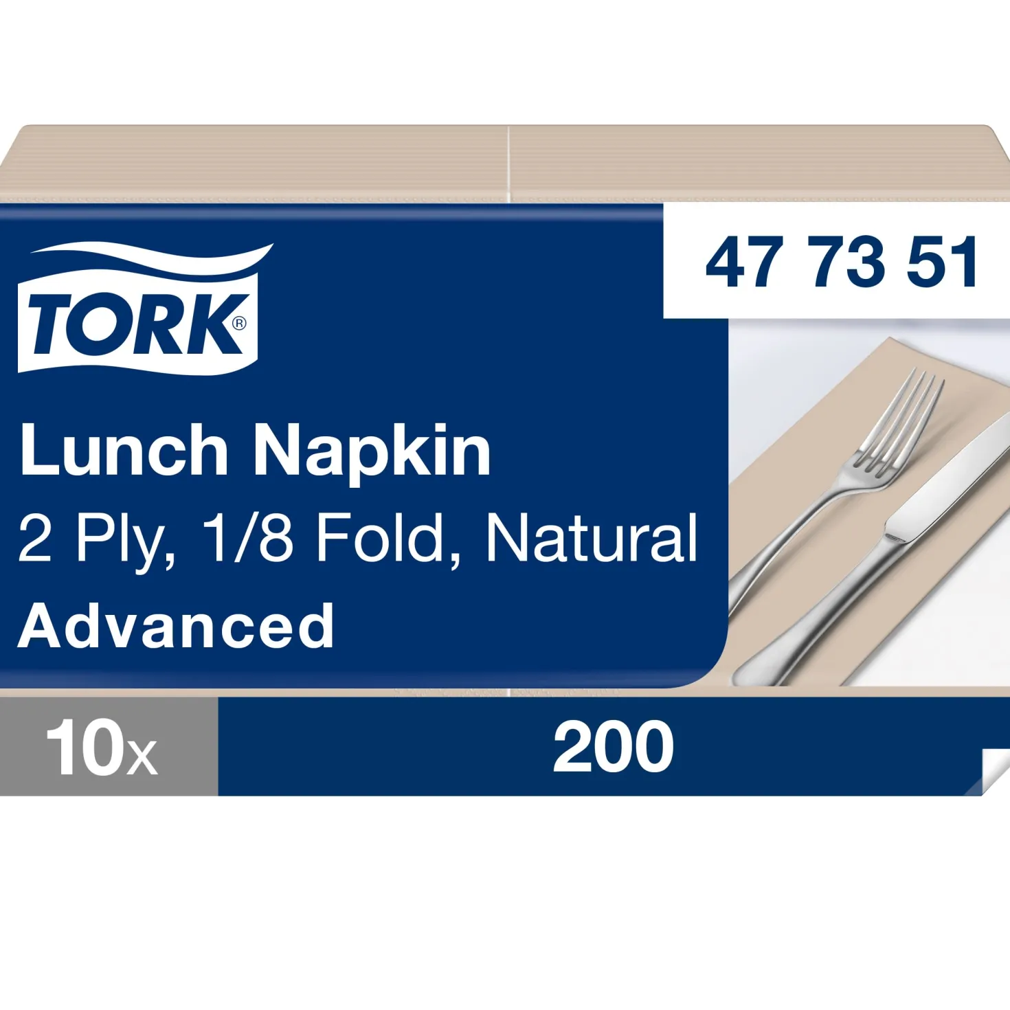 Servett Tork Natur Oblekt, 33x33 cm, 2-lager, 200 st