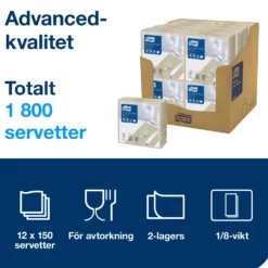 Servett Tork Natur, 39x39 cm, 2-skikts, 150 st