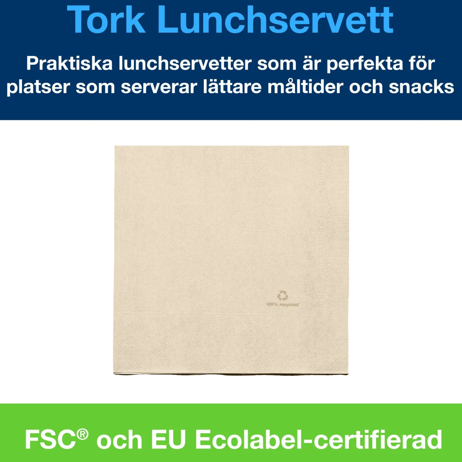 Servett Tork Natur, 33x32,5 cm, 200 st