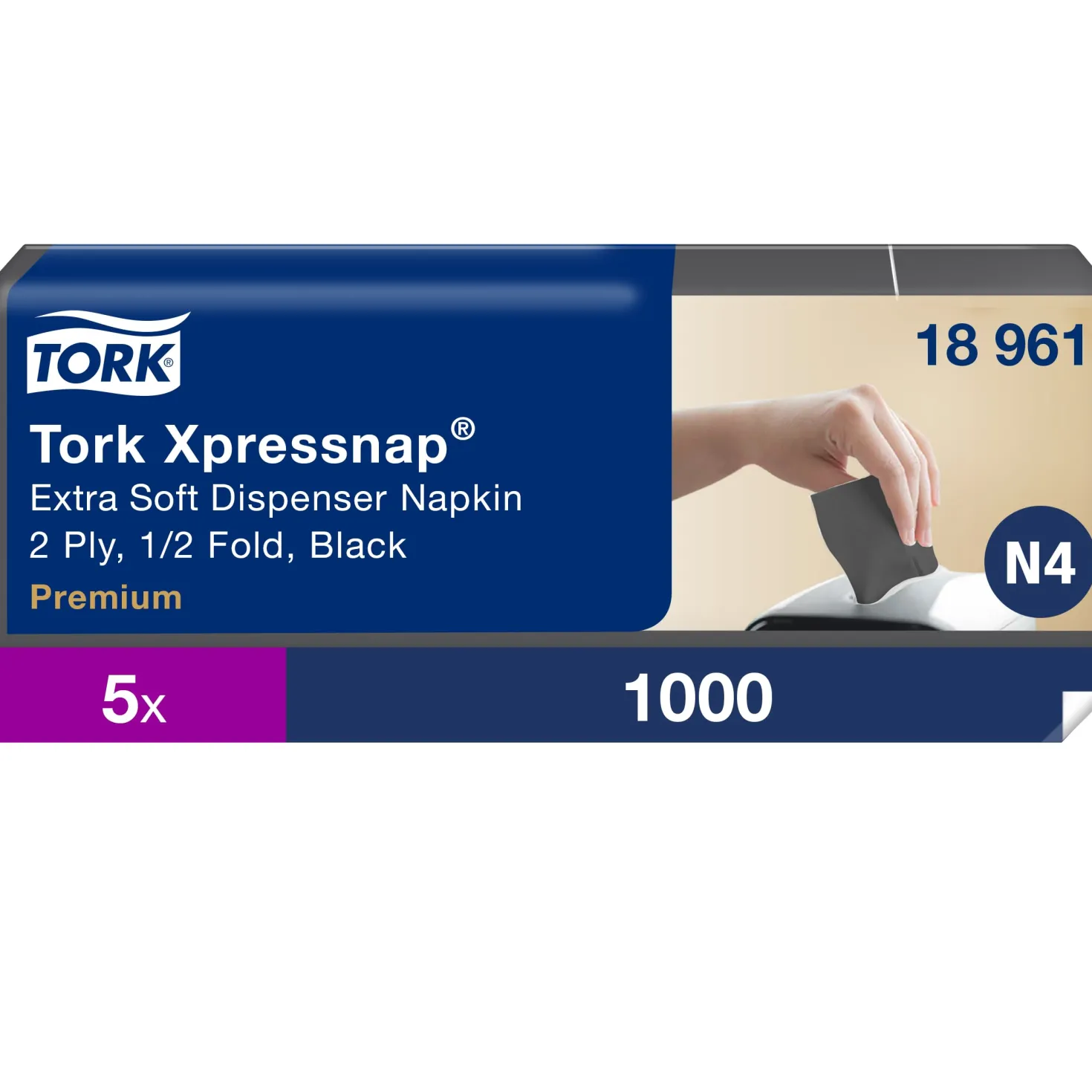Servett Tork Xpressnap N4 Extra mjuk, svart, 1000 st