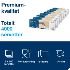 Servett Tork Xpressnap N4 Vit med dekor, 2-lager, 500 st