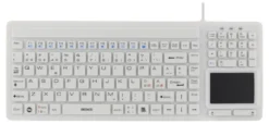 Silikontangentbord Deltaco TB-506 med pekplatta, IP68, 105 tangenter, vit