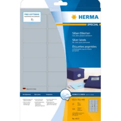 Silveretikett Herma Special 63,5x38,1 mm, polyester, 525 st