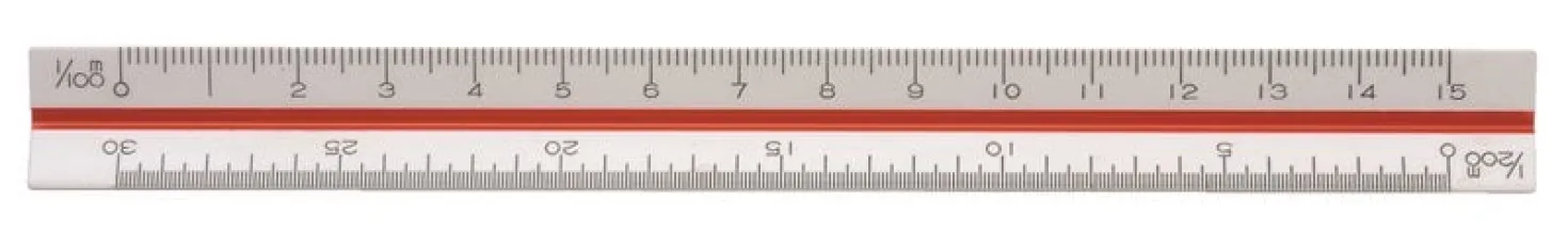 Skallinjal Linex 347, 1:100-1:600, 15 cm, triangulär