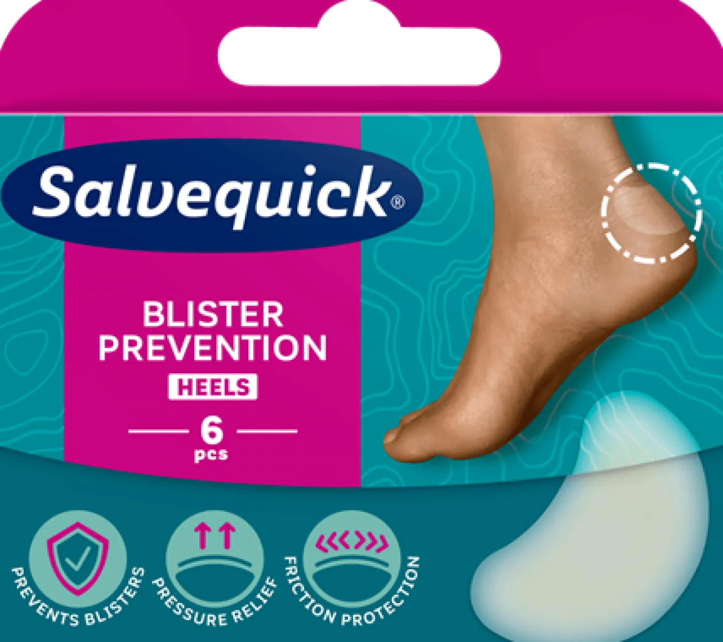Skavsårsplåster Salvequick Prevention Heels Hydrokolloid, 6 st