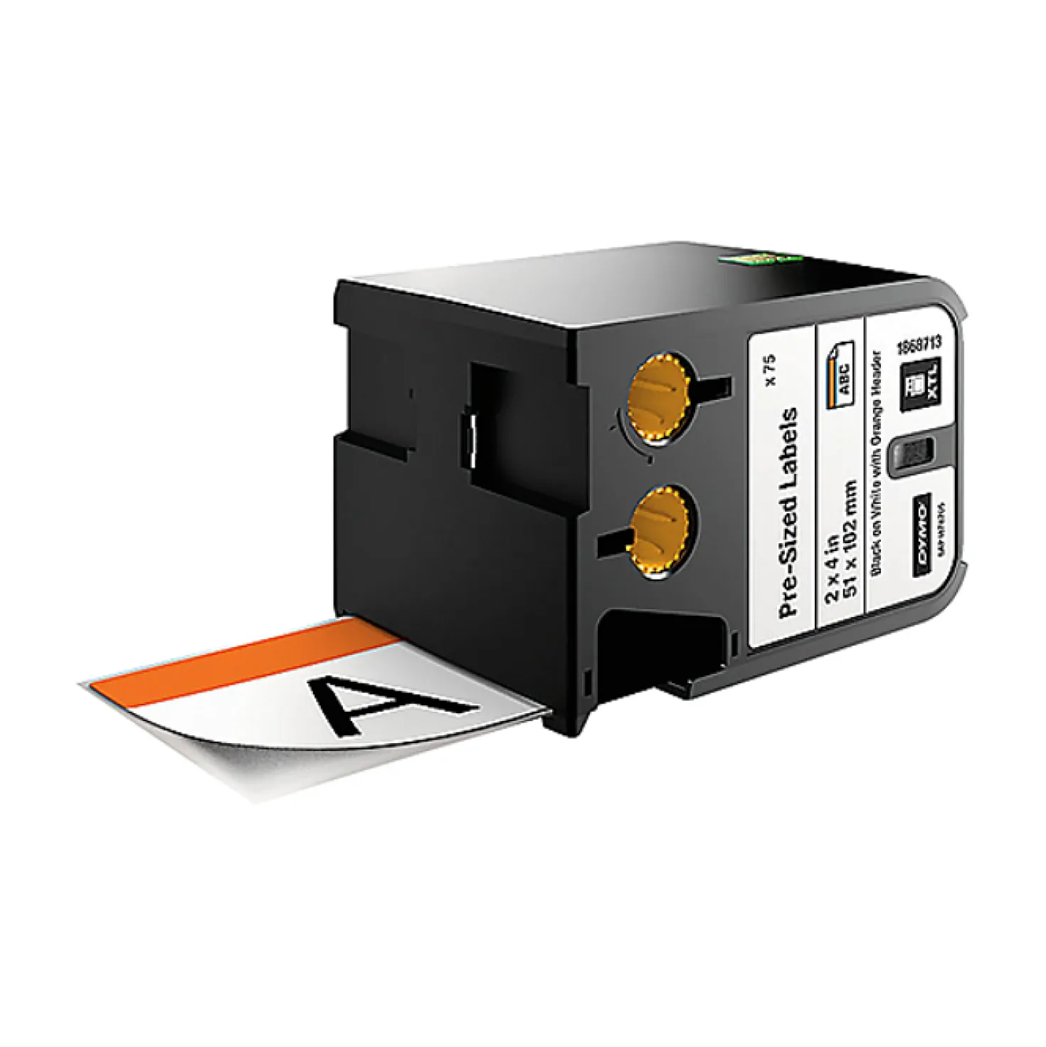 Säkerhetsetikett Dymo XTL Vinyl, 51x102mm, orange, 70 st
