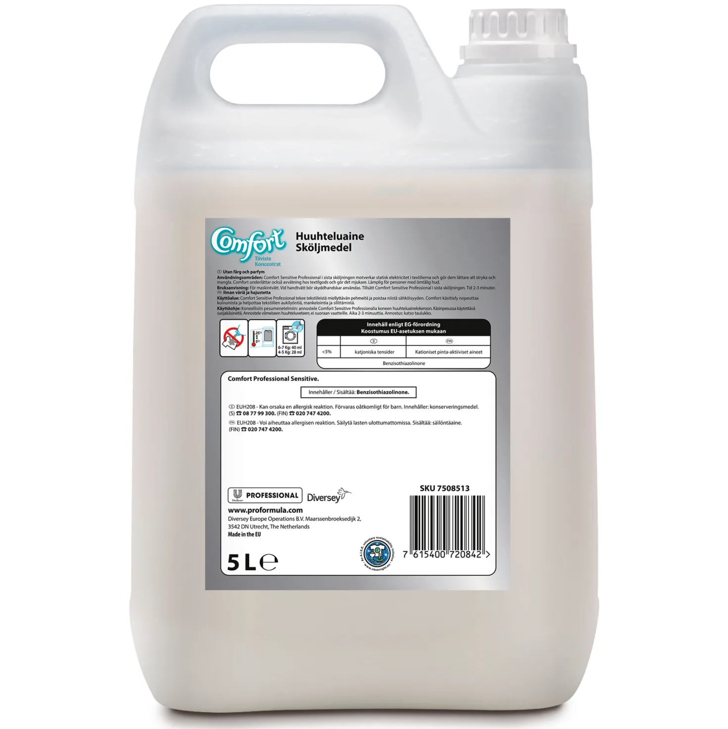 Sköljmedel Comfort Sensitive Professional, parfymfri, 5L
