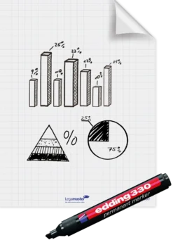 Skrivfilm Legamaster Magic Chart Statisk, rutat, vit, 60x80 cm, 25 ark