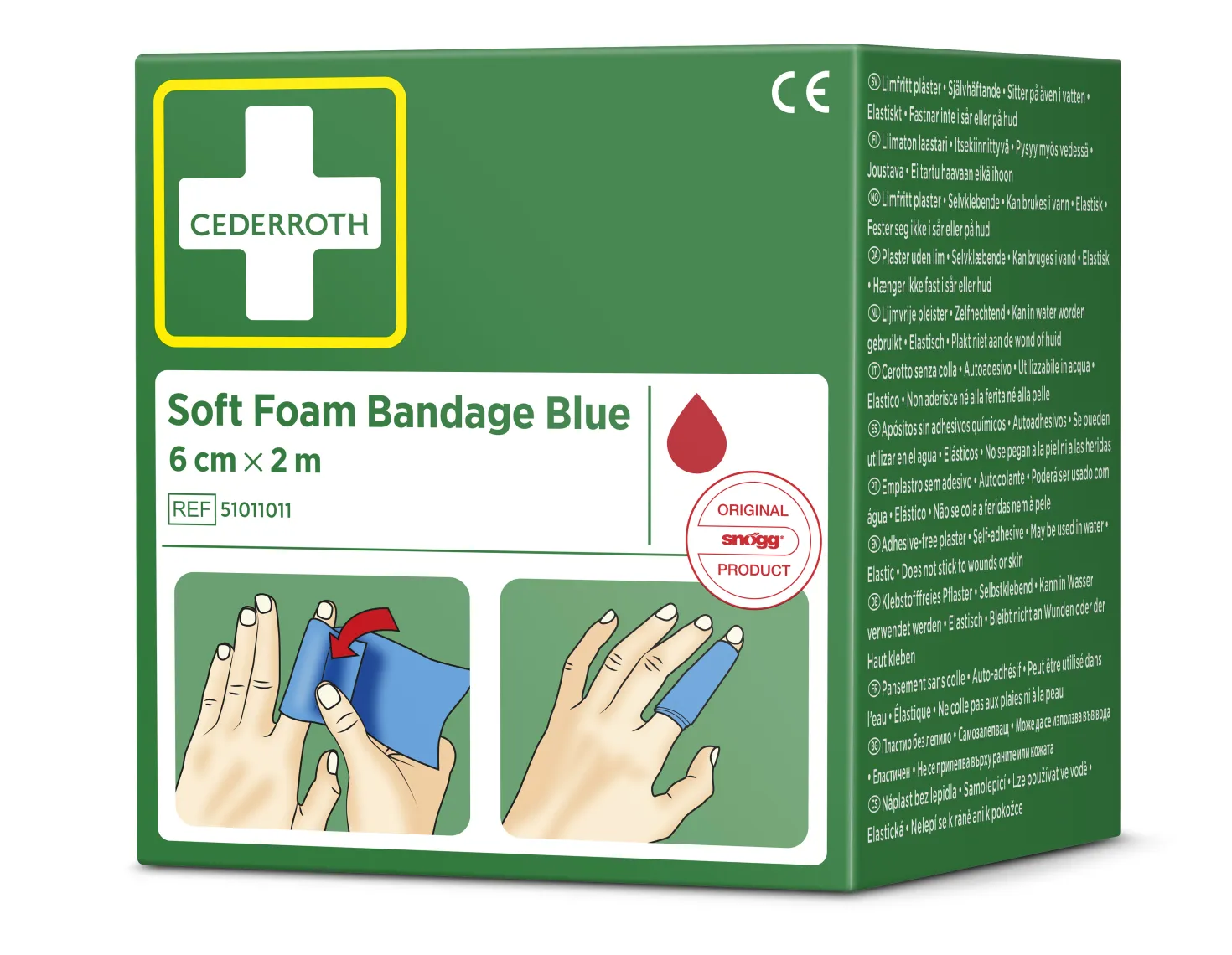 Skumförband Cederroth Soft Foam Bandage Detekterbar, blå