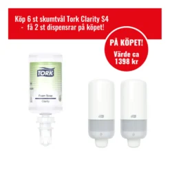 Skumtvål Tork Clarity Startpaket, parfymfri, 3x1L + S4-dispenser