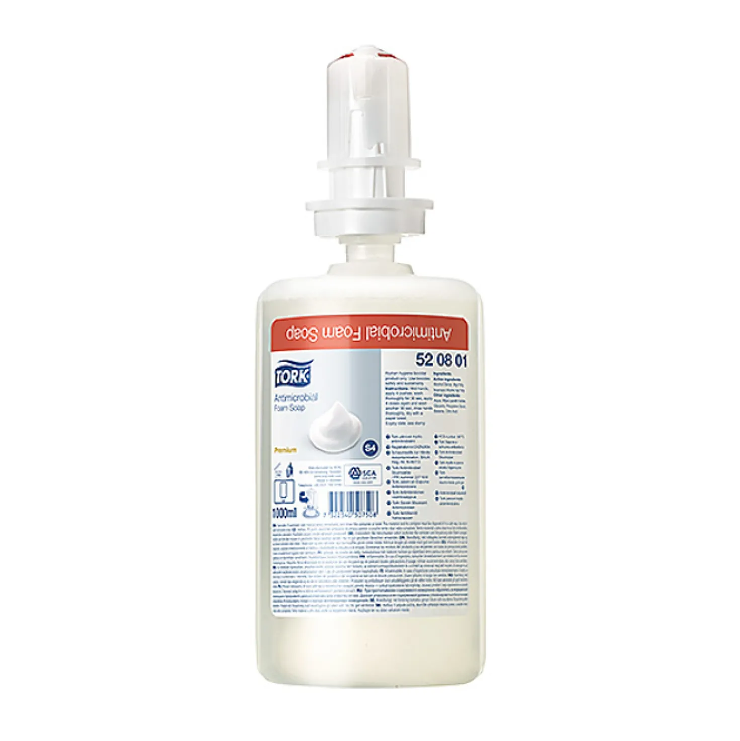 Skumtvål Tork S4 Antimikrobiell, parfymfri, 1L, 2500 doser