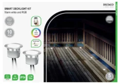 Smart Deckljus-kit Deltaco SH-DLK01, RGB och varmvit, 10 lampor