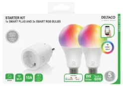 Smart Home Startkit Deltaco SH-KIT01, smart-plug, 2 RGB LED-lampor