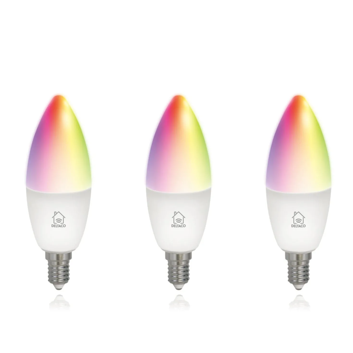 Smart LED-lampa Deltaco SMART HOME E14 RGB, dimbar, 5W, 3-pack