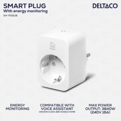Smart Plugg Deltaco SMART HOME Energiövervakning, 16A