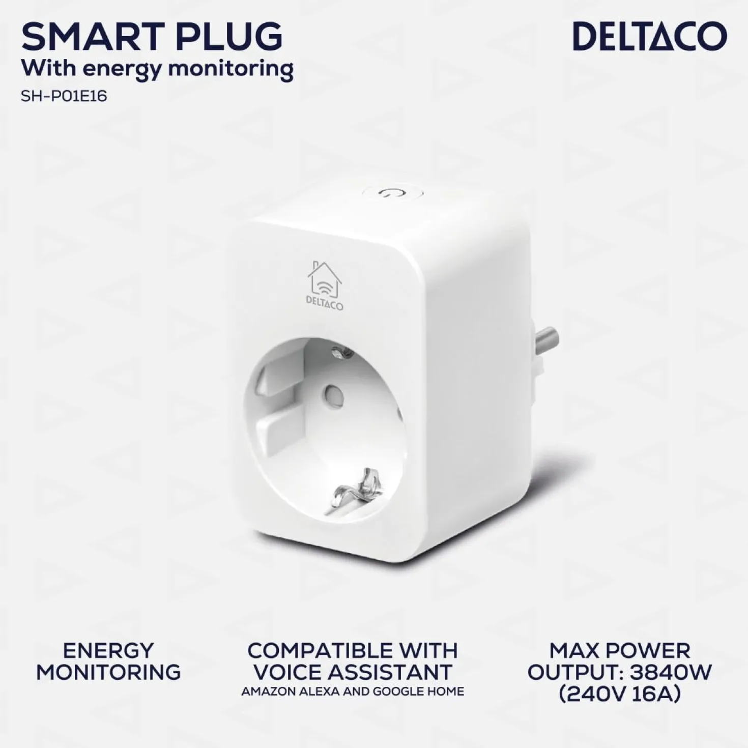 Smart Plugg Deltaco SMART HOME Energiövervakning, 16A