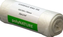 Soppåse Polynature Biologiskt Nedbrytbar, 35 l, vit per rulle