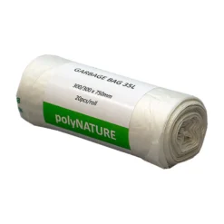 Soppåse Polynature Biologiskt Nedbrytbar, 35 l, vit per rulle