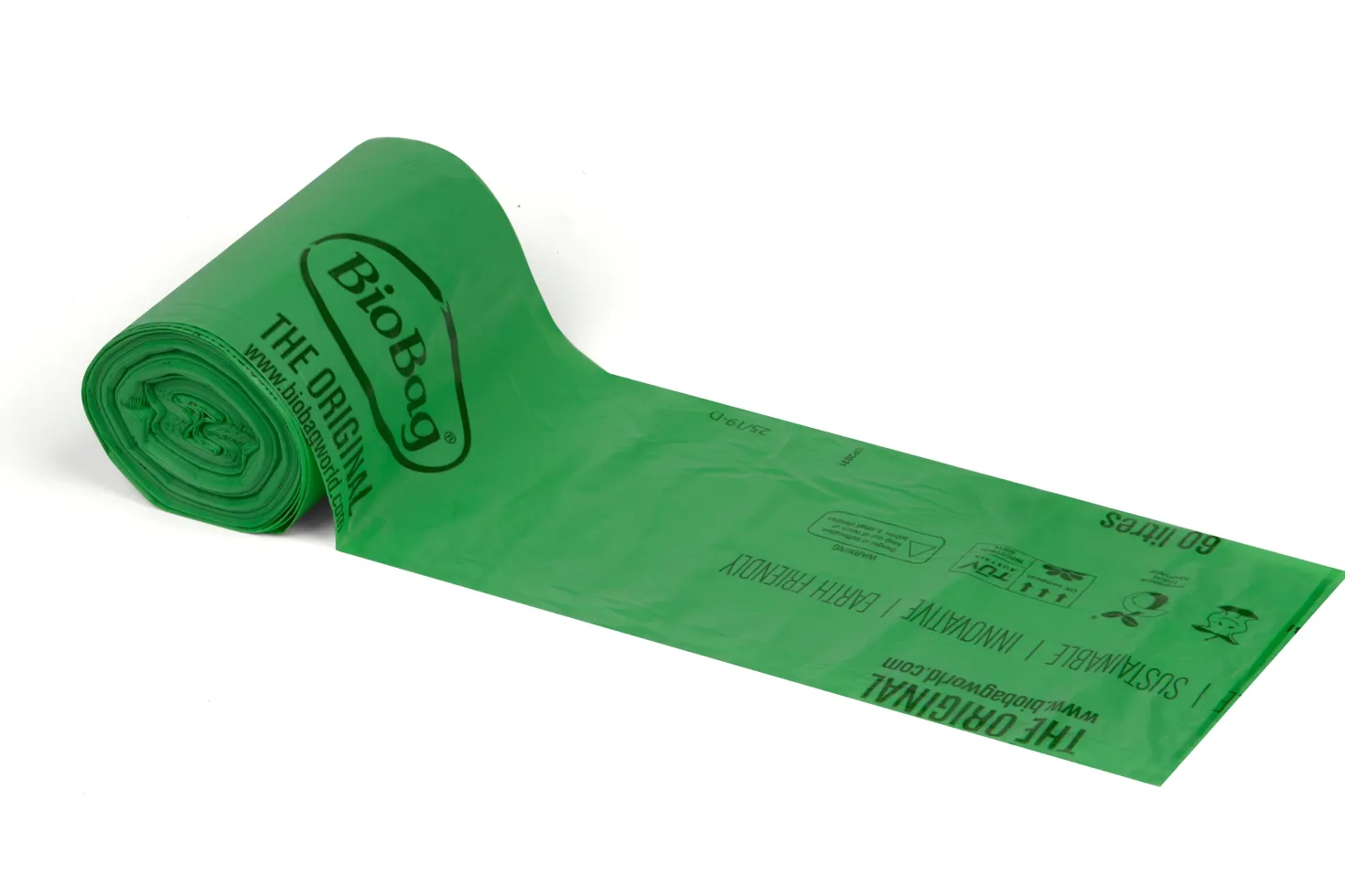 Sopsäck BioBag Extra Starka Kompostbar, 60L, grön per rulle