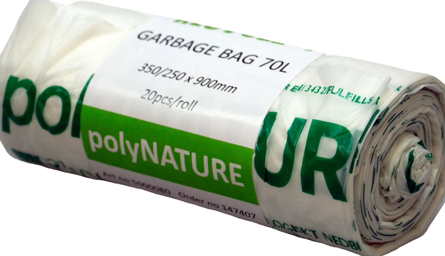 Sopsäck Polynature Biologiskt Nedbrytbar, 70 liter, 20 st