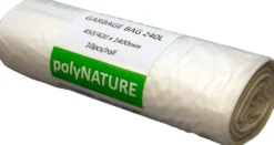 Sopsäck Polynature Komposterbar, 240 liter, vit, 10 st