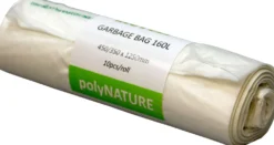 Sopsäck Polynature Komposterbar, 160 liter, vit, 10 st