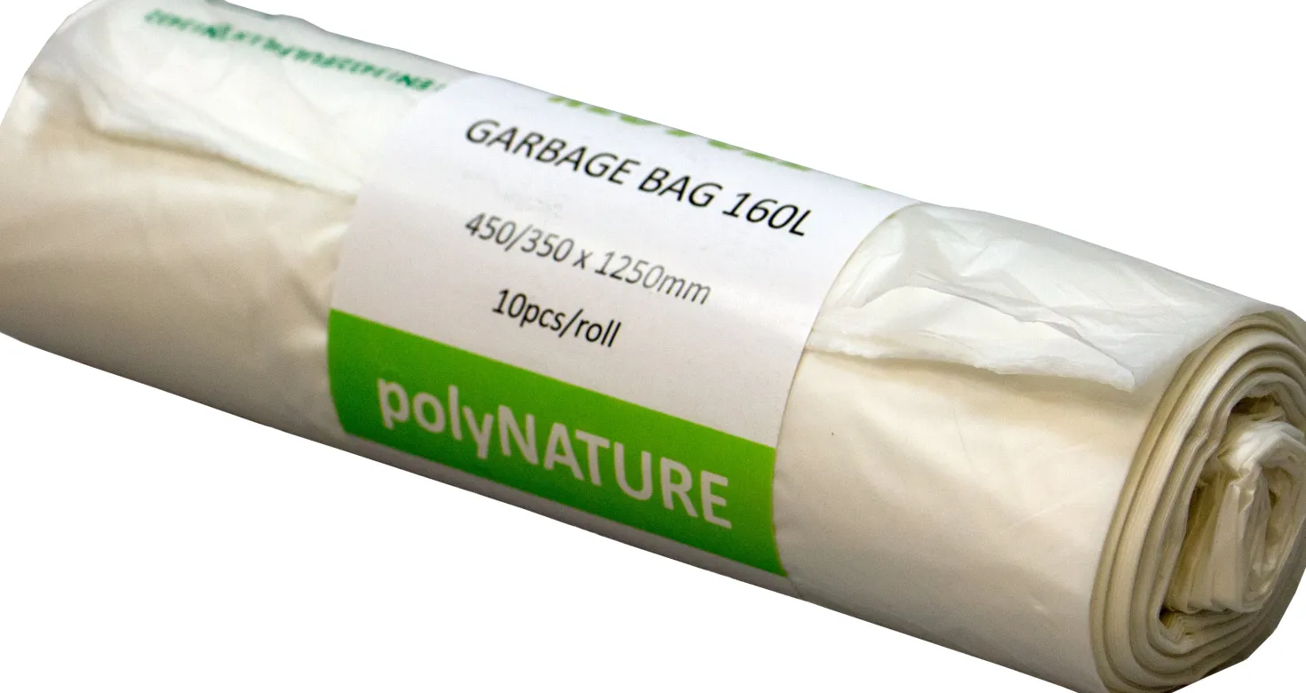 Sopsäck Polynature Komposterbar, 160 liter, vit, 10 st