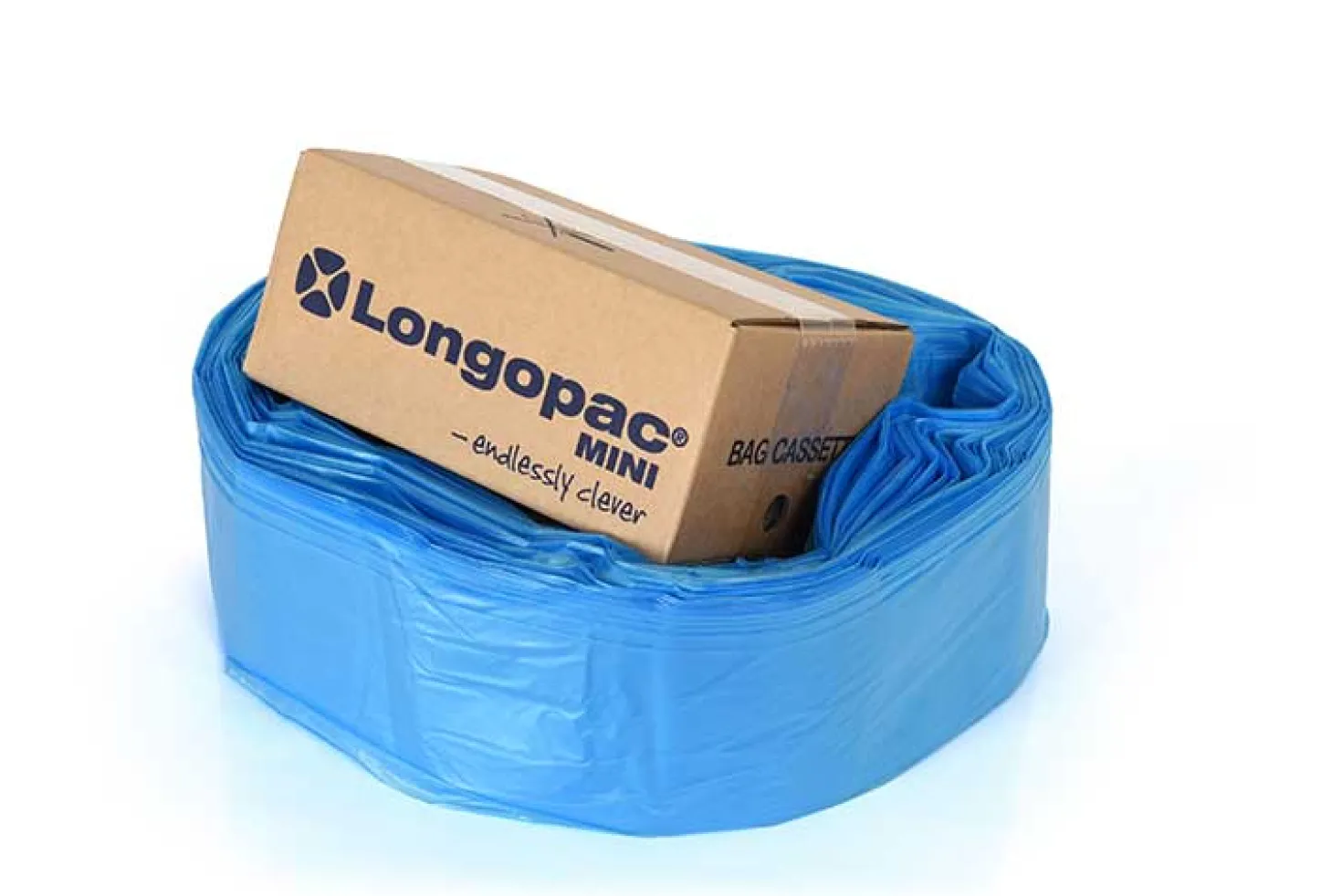 Sopsäcksslang Longopac Mini, blå, 60 meter, clips ingår