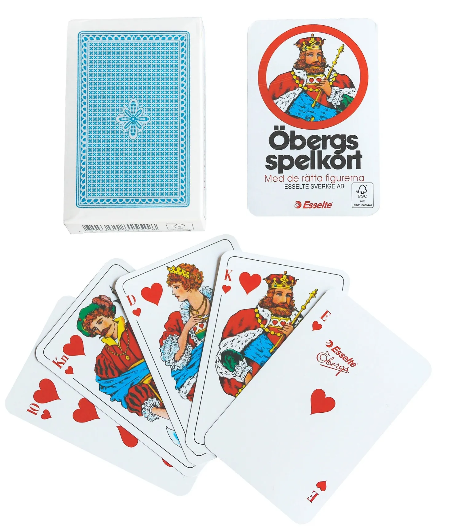Spelkort Öbergs Poker Blå, bridge-storlek, 52 kort plus jokrar
