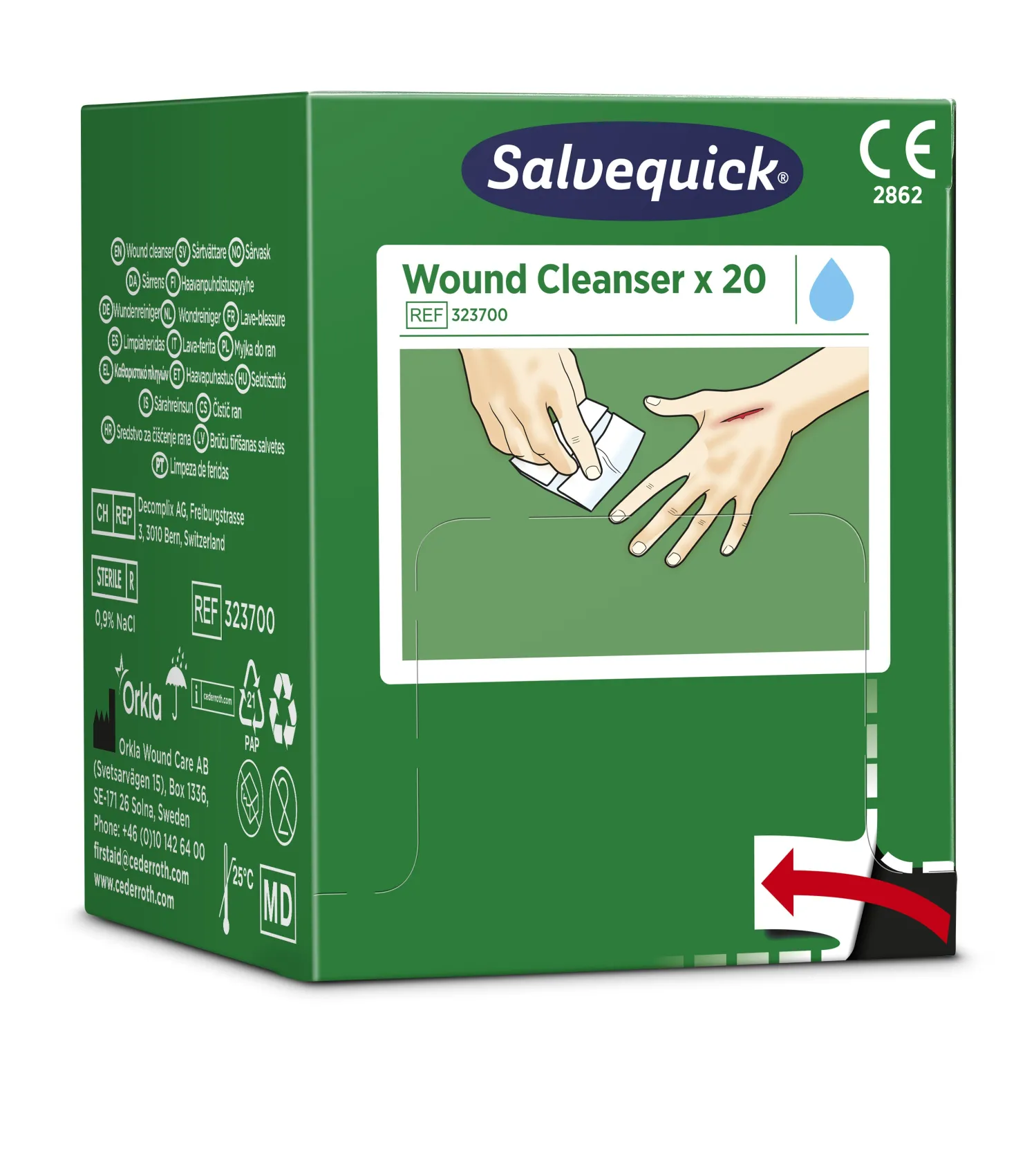 Sårtvätt Cederroth Salvequick Refill 323700, steril, 20 st