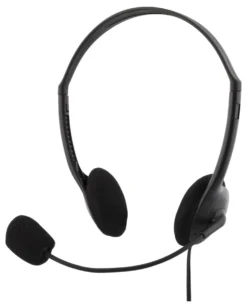 Stereo Headset Deltaco 30mm Element, 3,5mm fyrpolig, svart, 2m kabel