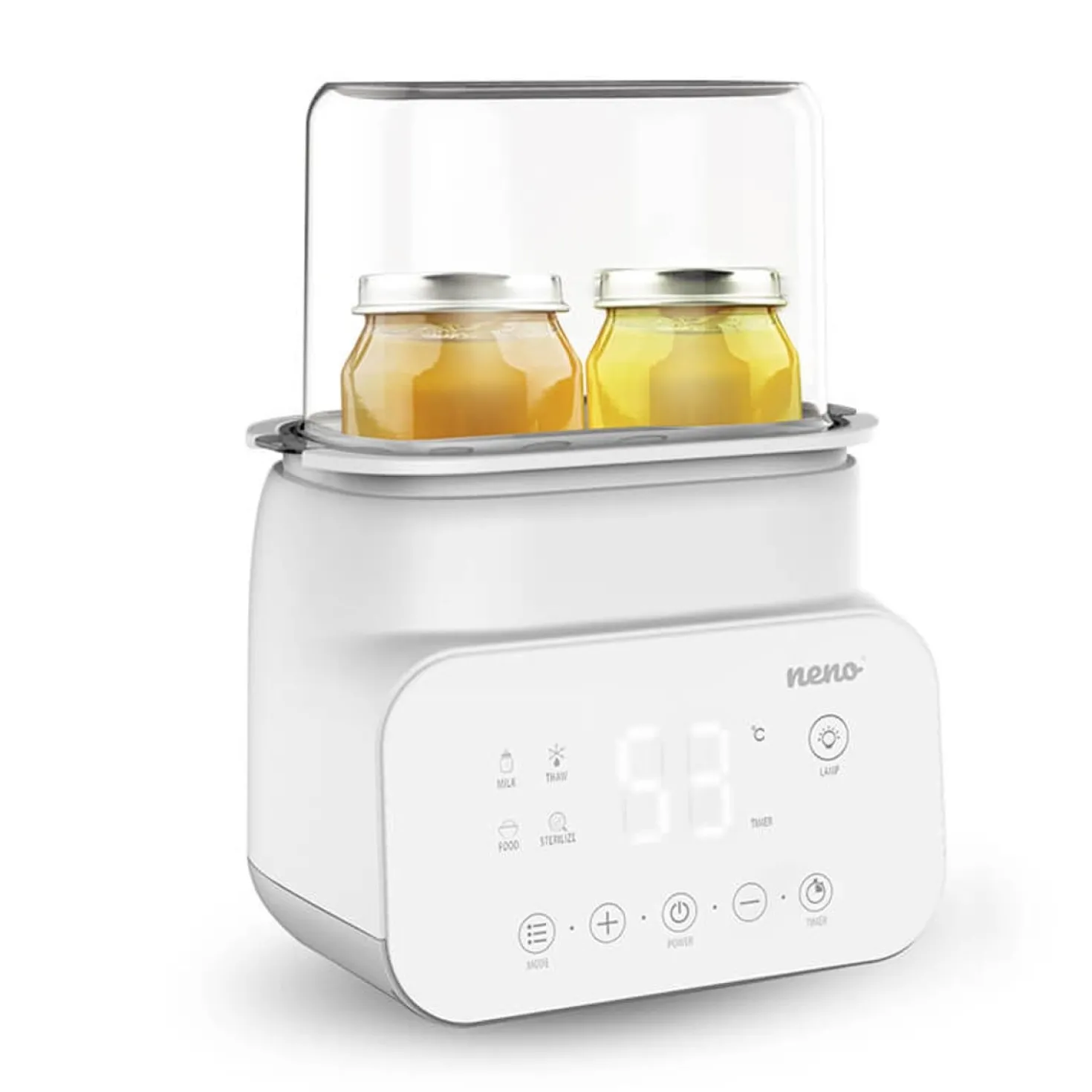 Sterilisator och flaskvärmare NENO Vita, 2 flaskor, 500W, nattljus