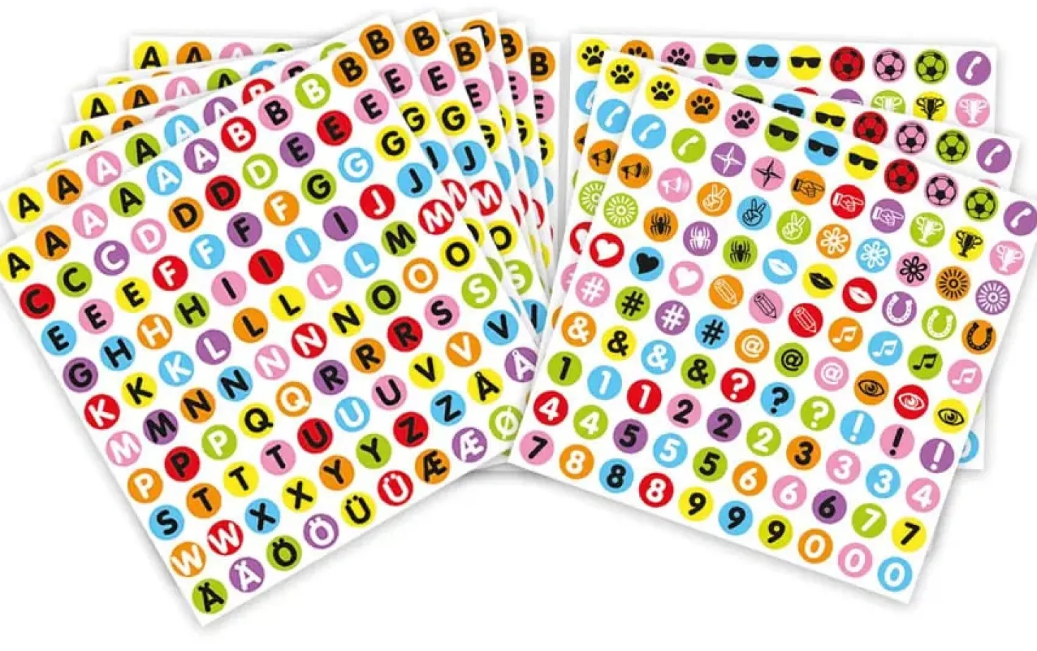 Stickers till pärlor Playbox, bokstäver, siffror, symboler, flerfärgade