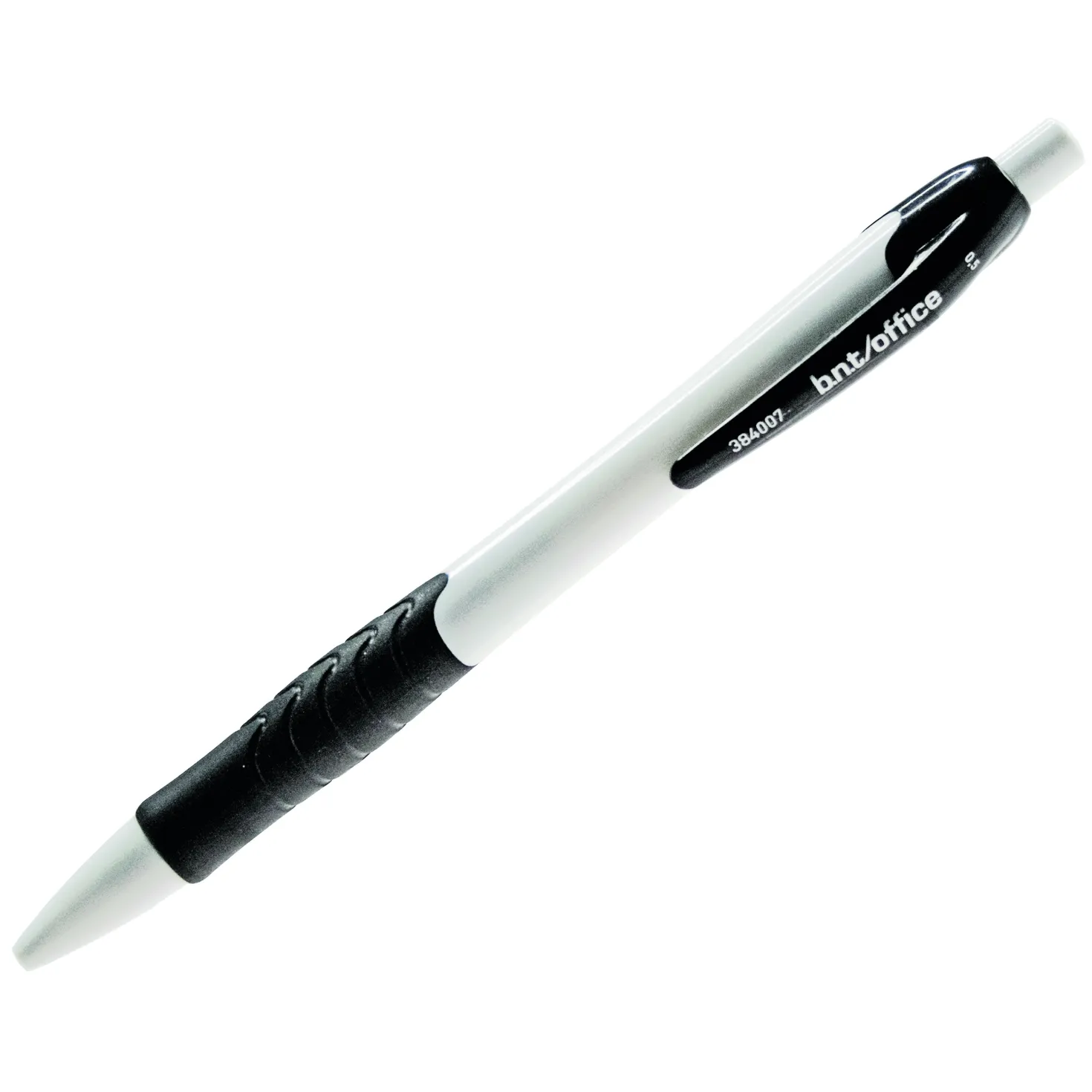 Stiftpenna BNT 0,5mm, vit, gummigrepp, radertopp