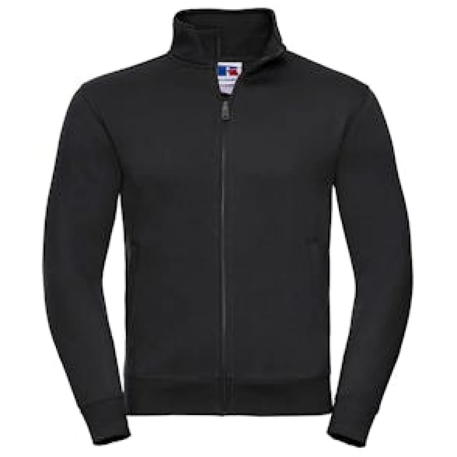 Sweatjacka Russell Authentic Fullzip Herr, kammad bomull, svart