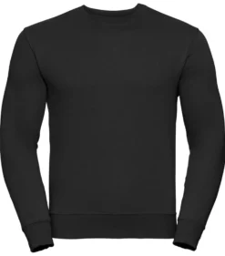 Sweatshirt Russell Authentic Unisex, rundhals, svart